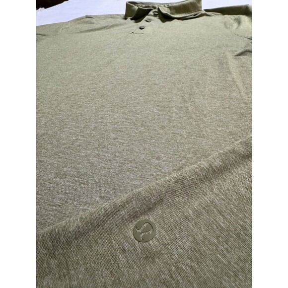 Lululemon Polo Shirt Mens L Green Stretch Golf Sports Short Sleeve Performance - Picture 2 of 5